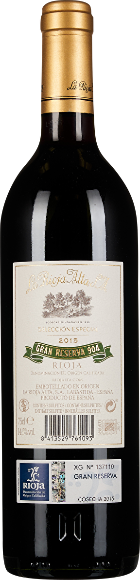 La Rioja Alta 904 Rioja Gran Reserva 2015
