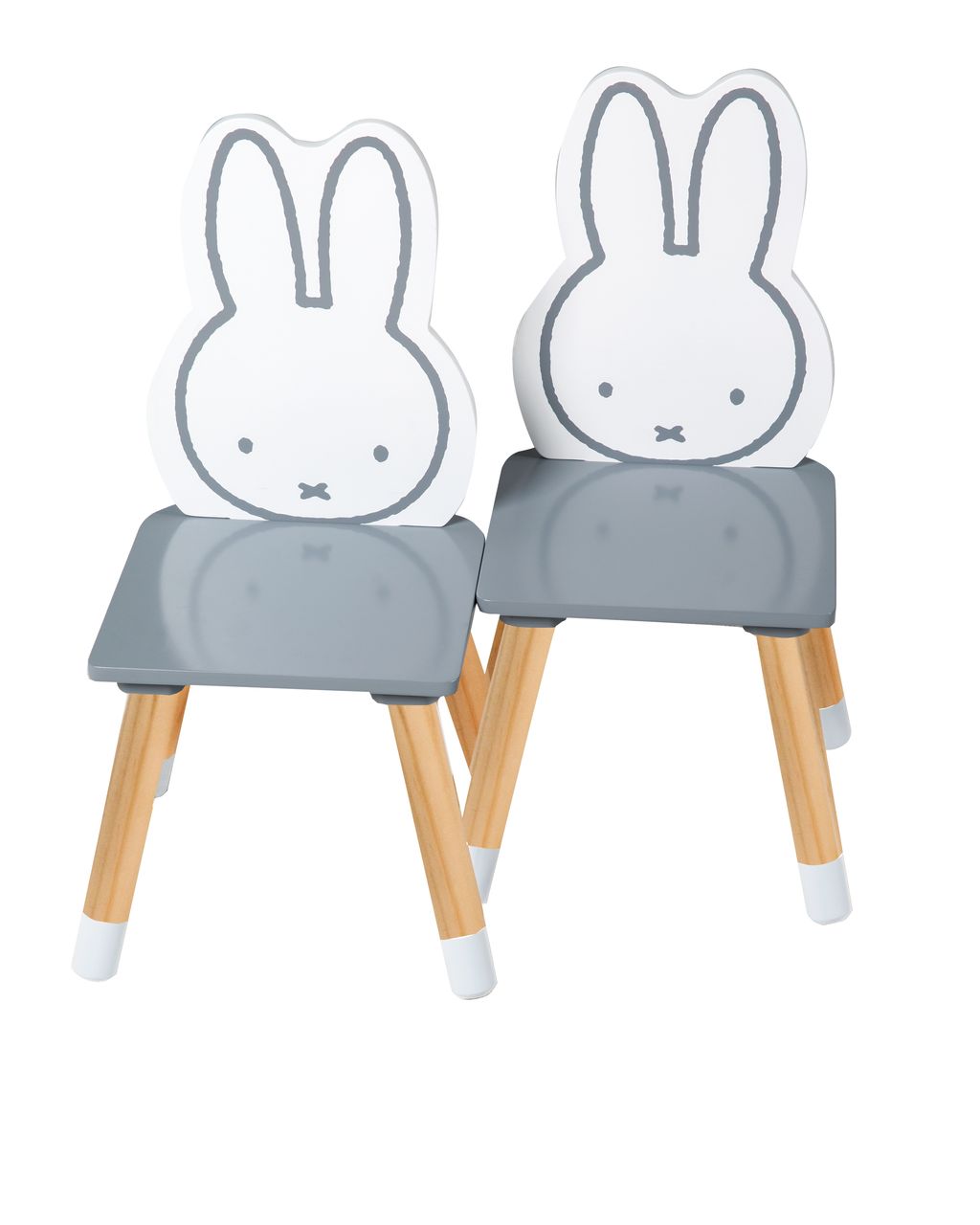Roba Kinder Sitzgruppe miffy®, 2 Kinderstühlen & 1 Tisch, Holz, dunkelgrau, weiß, lackiert
