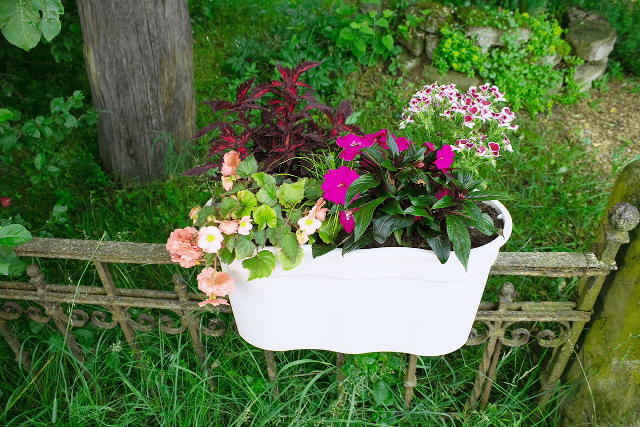 KHW KHW Geländerblumentopf Flowerclip XL, 2er Set, weiß