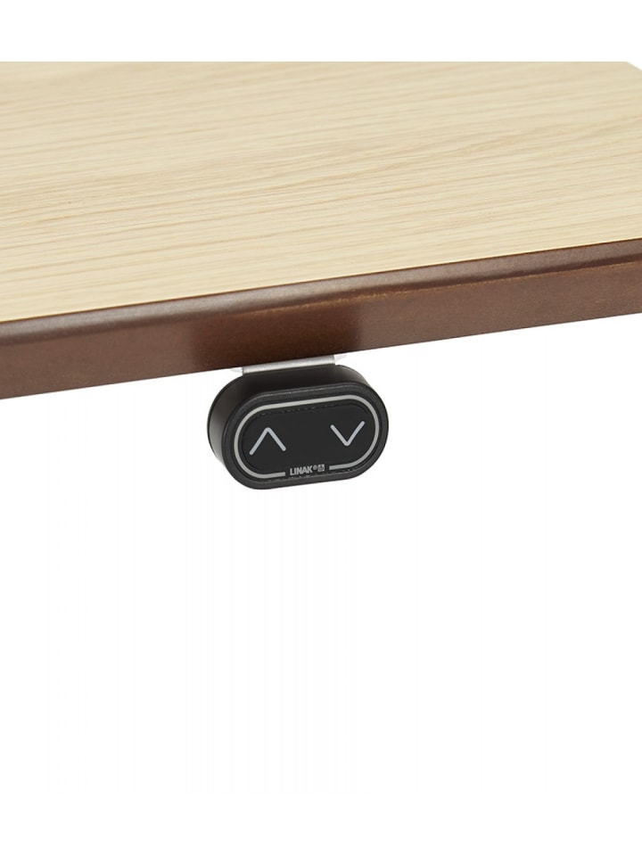 KADIMA DESIGN Elektrischer Sitz-Steh-Schreibtisch aus Holz Metall | Skandi in Beige-Weiß günstig kaufen