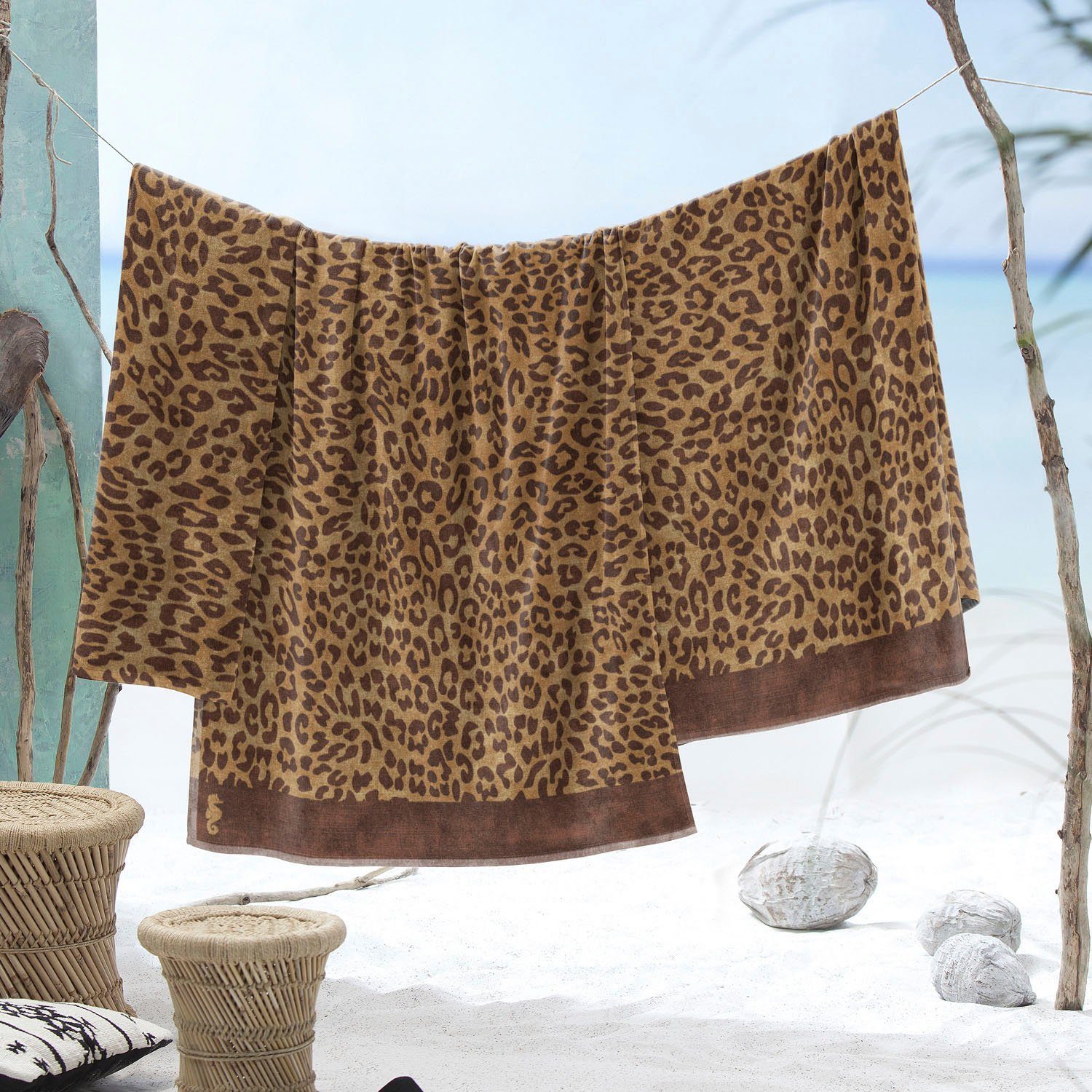 Seahorse Strandtuch Jaguar, Jacquard-Velours (1-St), mit Animalprint