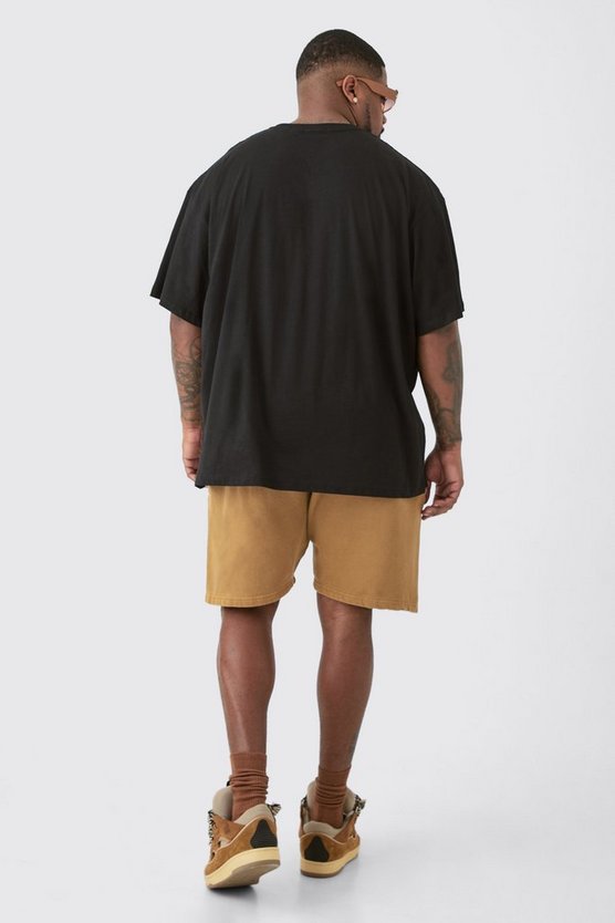 Plus lockere Jersey-Shorts mit Graffiti-Print