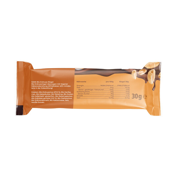 Bio Veganer Schokoriegel, Peanut & Cream, 12er Set (12 x 30g = 360g)