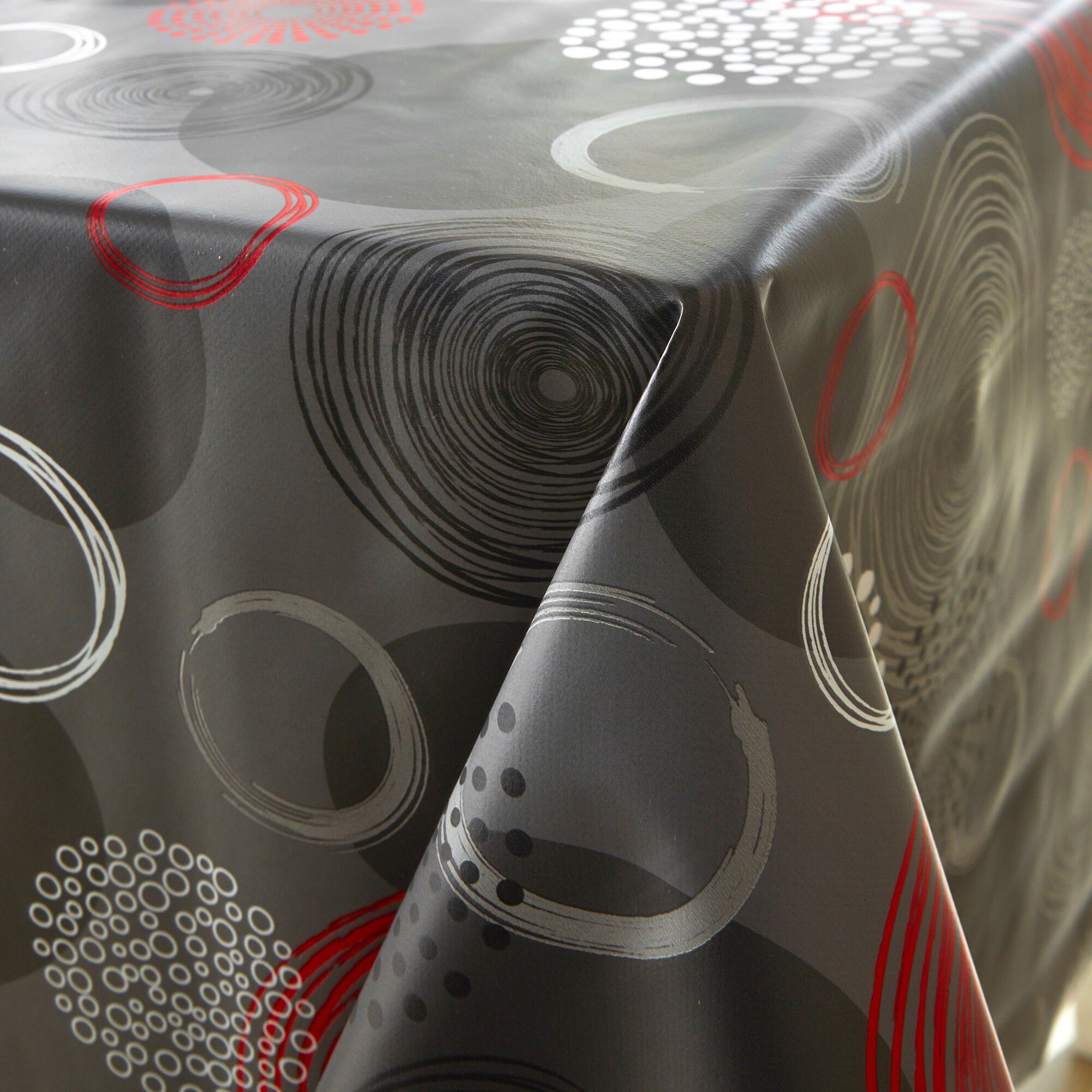 Nappe toile cirée imprimé cercles graphiques
