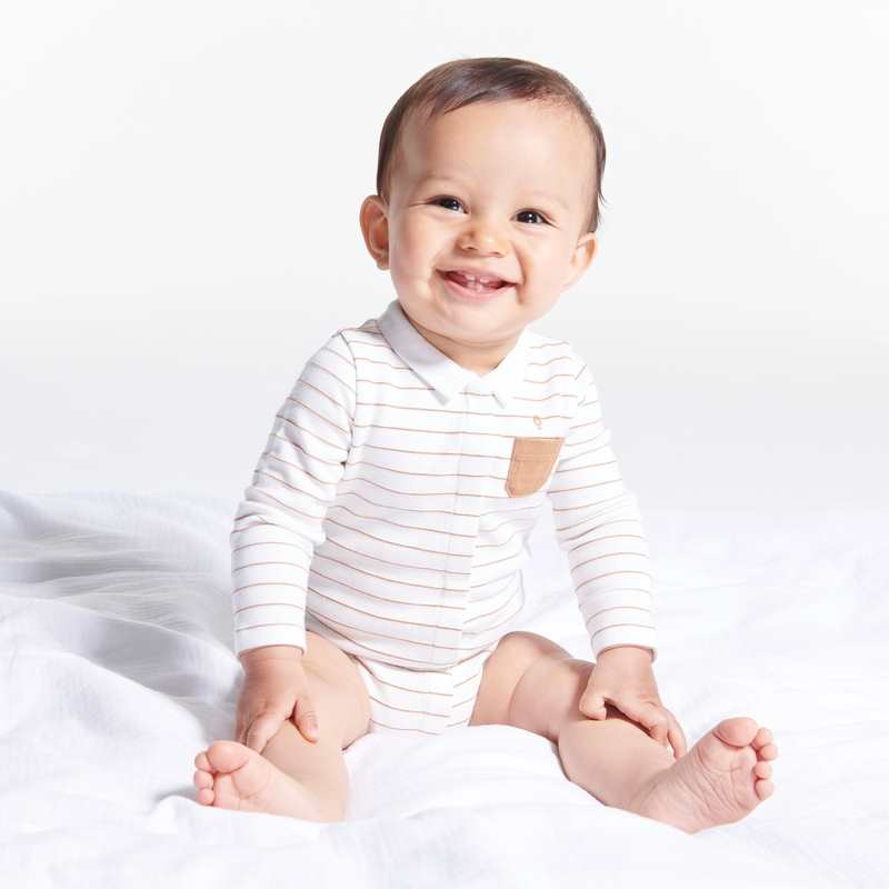 Body rayé col polo marron naissance