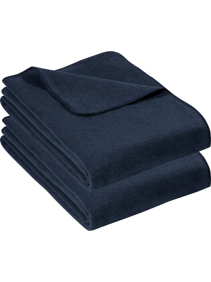 Erwin Müller Baumwolle Wohndecke 2er-Pack in marine günstig kaufen