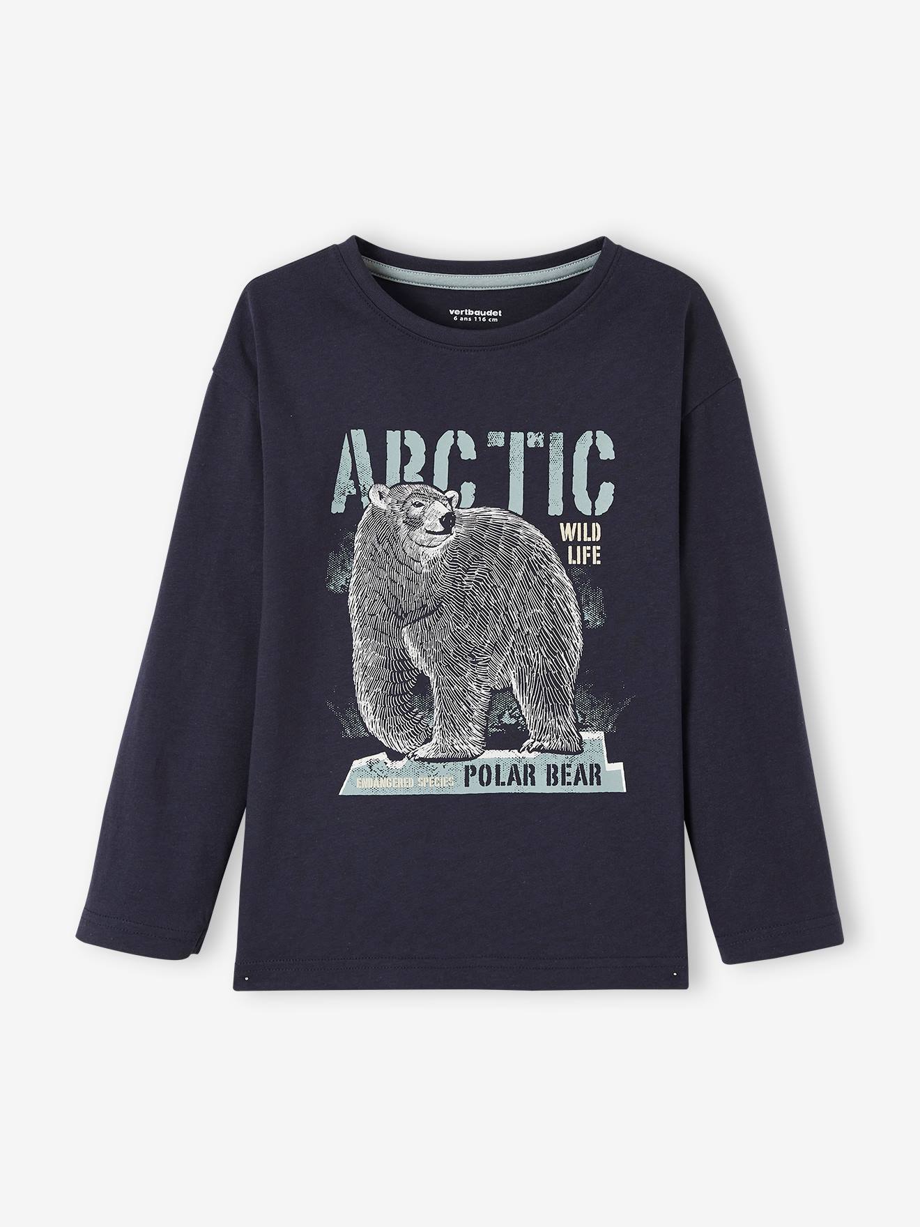 T-shirt motif animaux garçon en pur coton bio marine