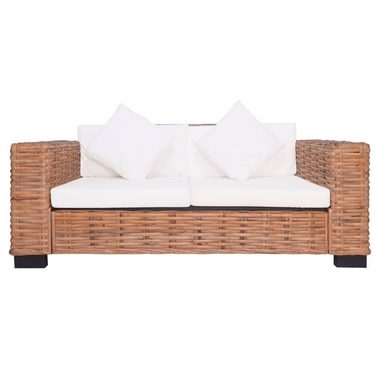 vidaXL Loungesofa 2-tlg. Gartensofas mit Polster Natürliches Rattan