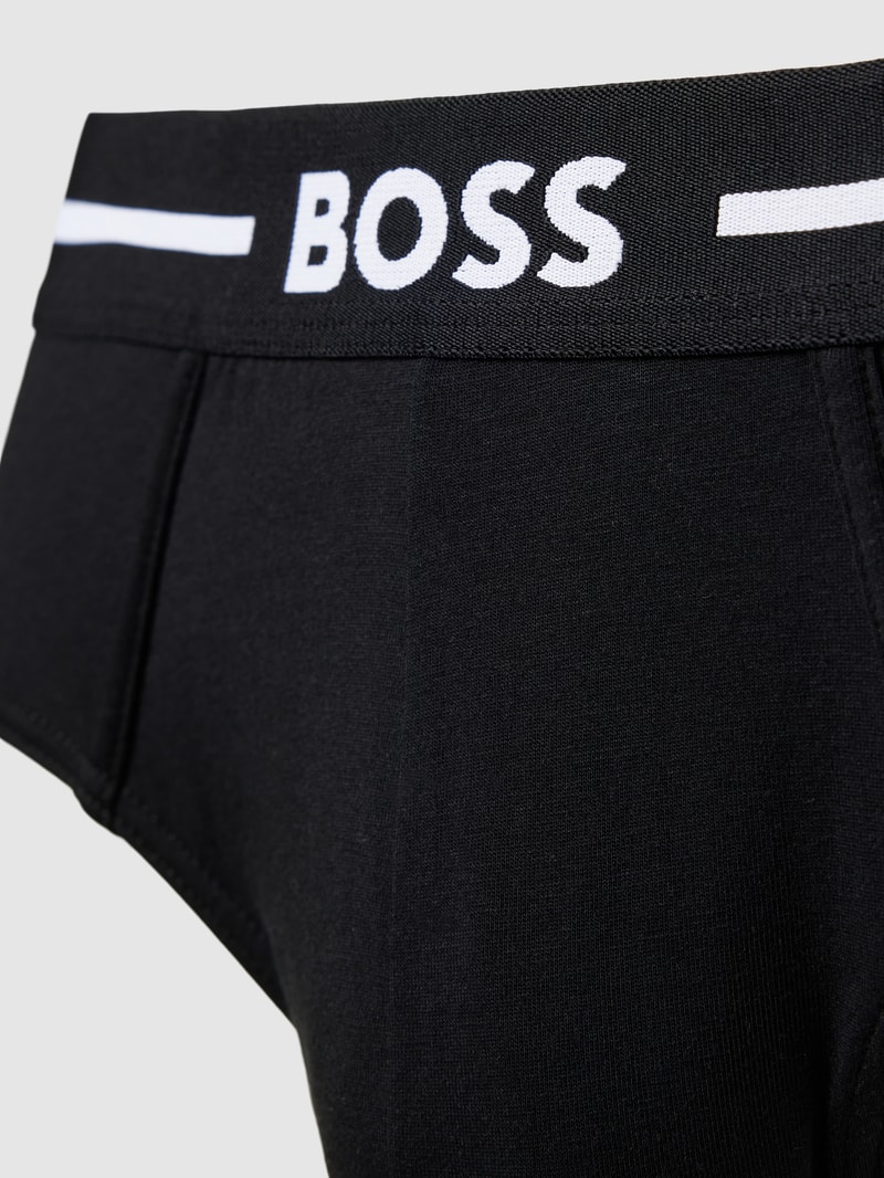 Slip mit Label-Bund im 3er-Pack in schwarz