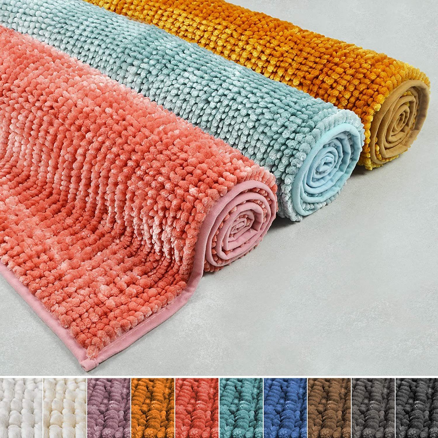 Badematte Chenille Badematte Coral Deluxe, Schimmernde Farben casa pura, Höhe 20 mm, Chenille-Struktur, Maschinenfest, 100% Polyester
