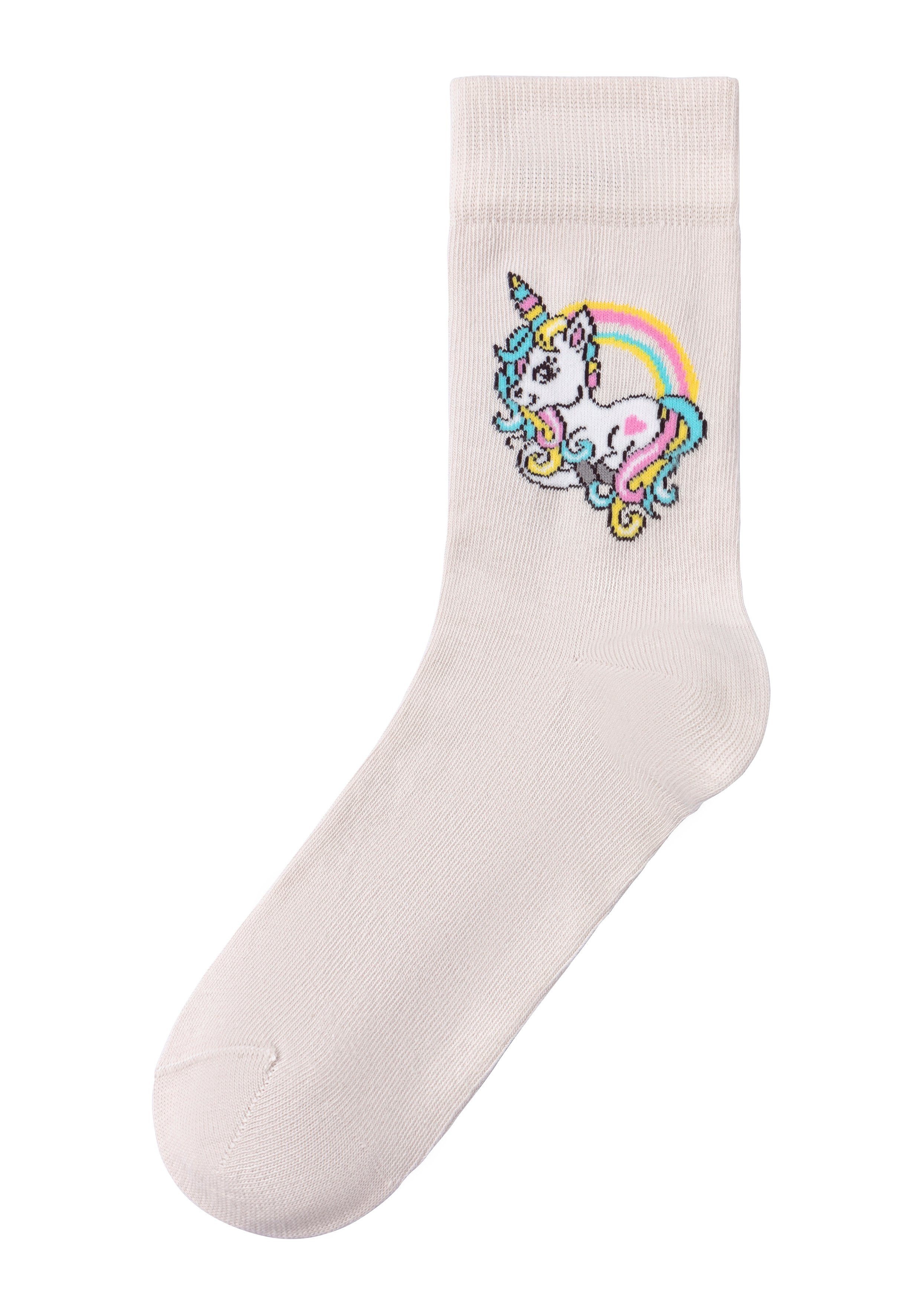 H.I.S Basicsocken (4-Paar) mit Einhorn Motiven