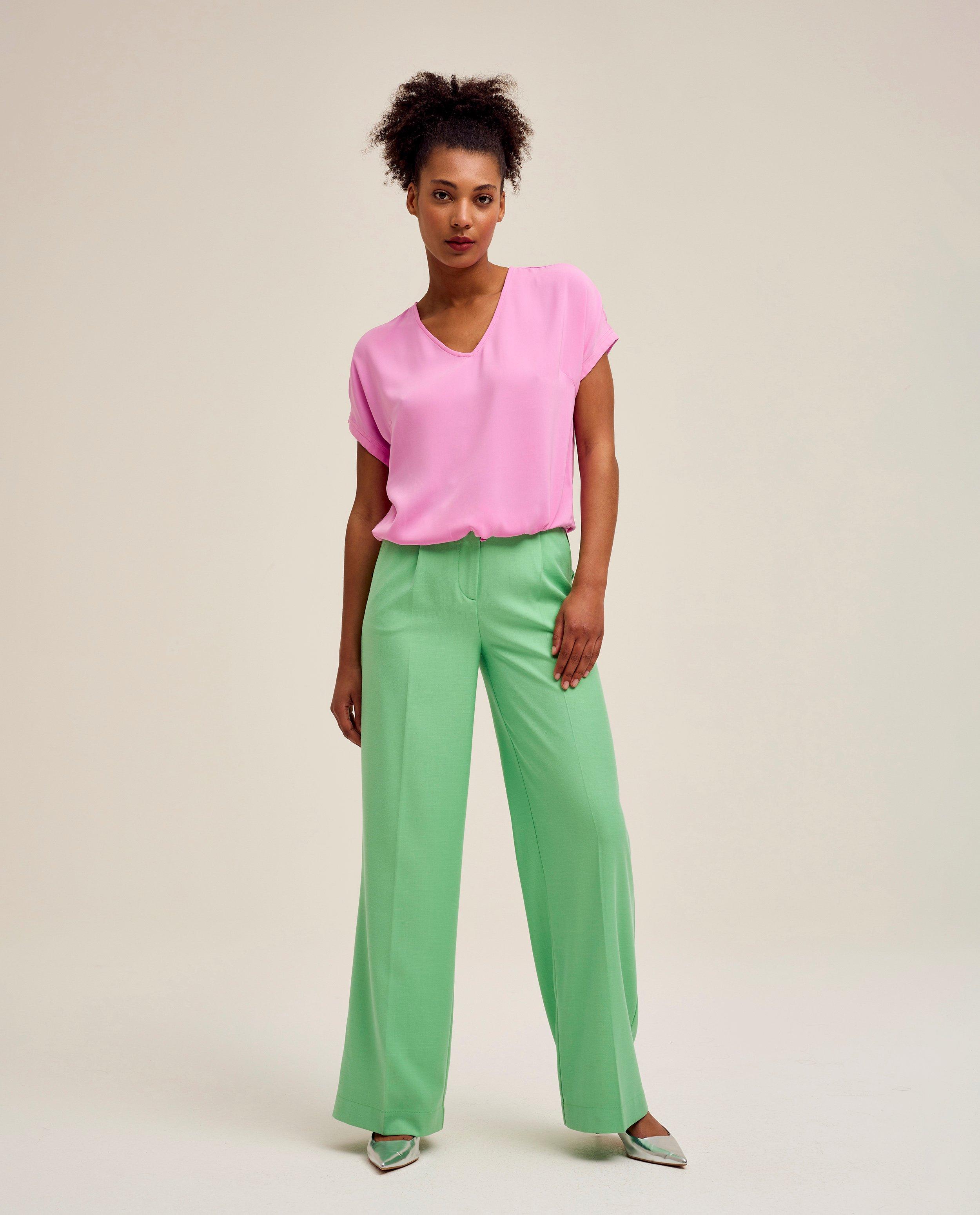 Pantaloni CKS verde deschis pentru femei, croială largă, verde deschis