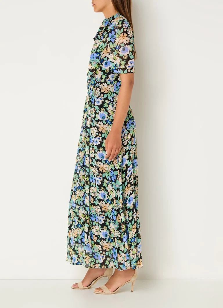 Vestido midi Thelma de LKBennett, con estampado floral y cuello con lazo.