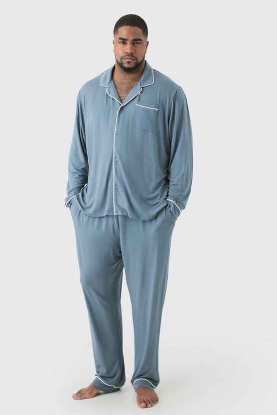 Plus lockeres Premium Loungewear-Hemd & Unterteil