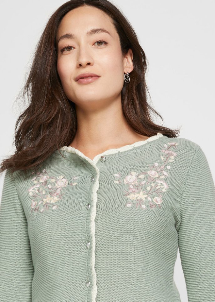 Hübsche Trachten-Strickjacke mit Stickerei