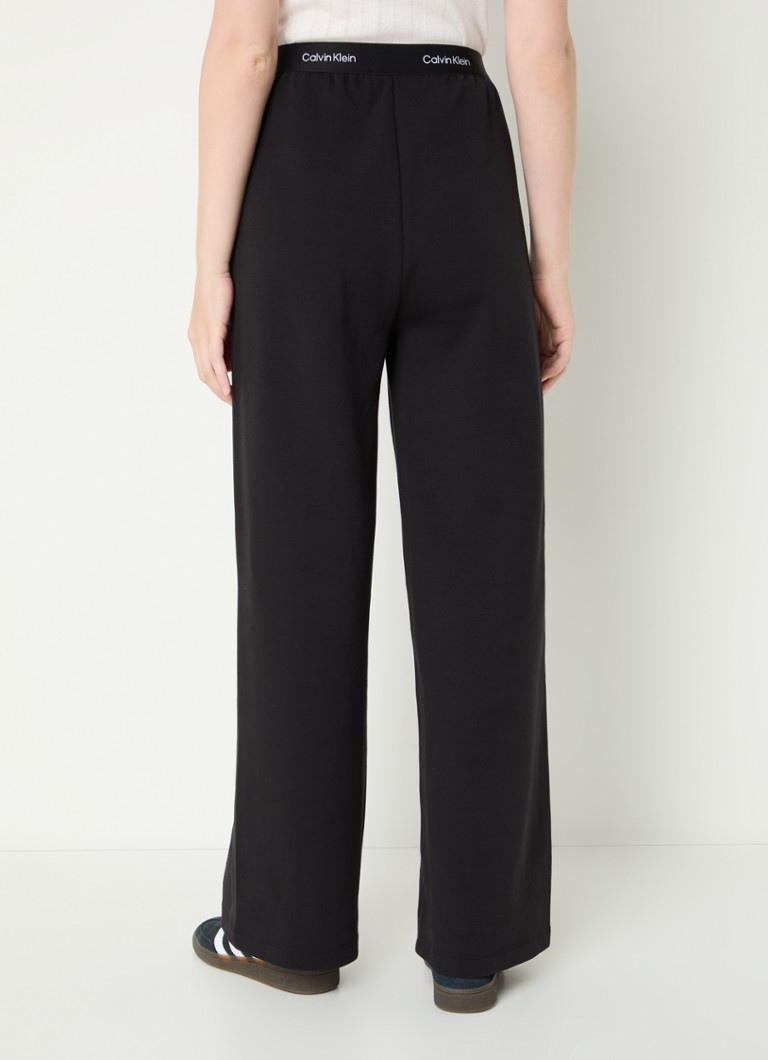 Pantaloni da casa Calvin Klein a vita alta e gamba larga con striscia logo