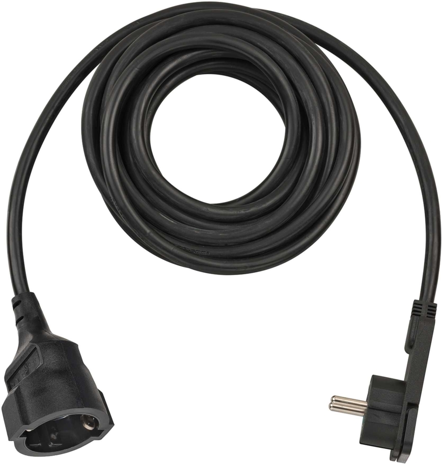 Brennenstuhl 1168980050 Hochwertiges Kunststoff-Verlängerungskabel mit Flachstecker, 5 m, H05VV-F3G1.5, schwarz