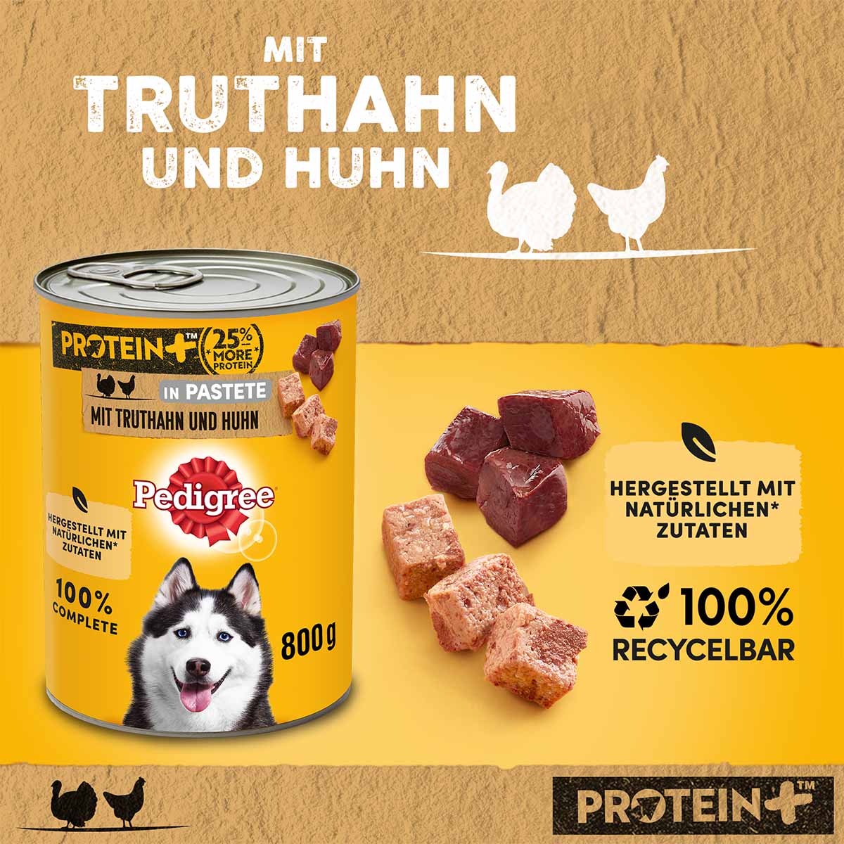 PEDIGREE Protein+ in Pastete Truthahn & Huhn kaufen bei ZooRoyal
