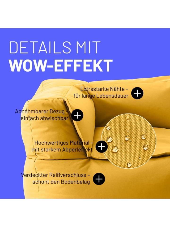 Lumaland LUMALAND Sitzsack-Sofa Ecke - Kombinierbar mit Modularem System - 340 L - Senfge günstig kaufen onesize