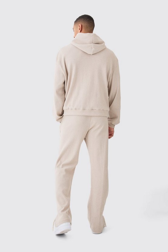 Brushed Rib Ottoman Hoodie And Split Hem Jogger Tracksuit