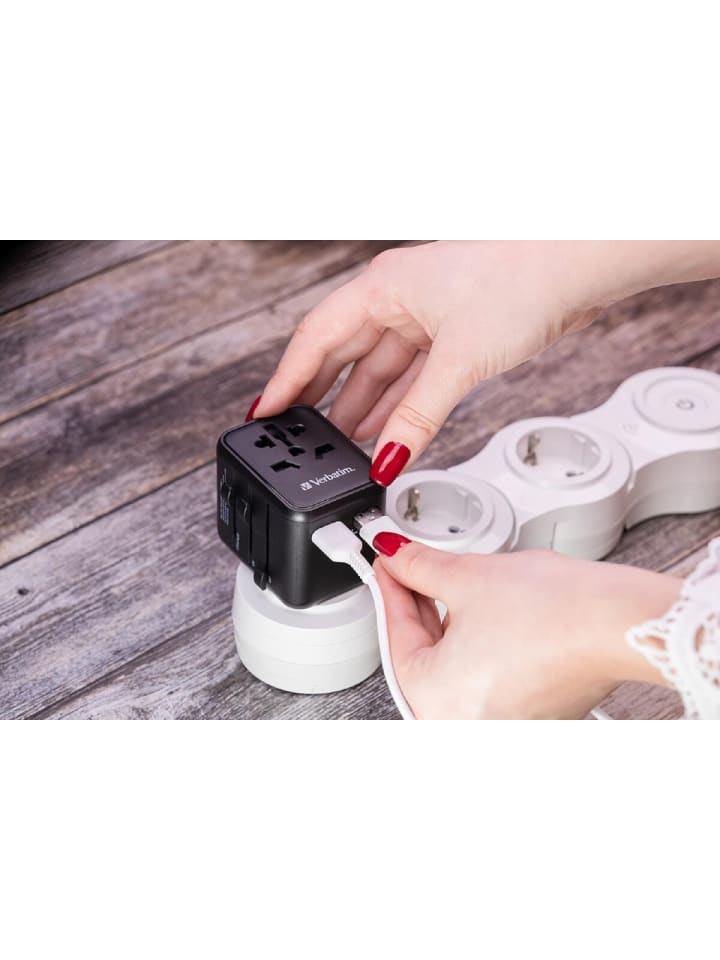 COFI 1453 Universal-Reiseadapter 180 Länder USB-Ladeanschlüsse in Schwarz günstig kaufen onesize