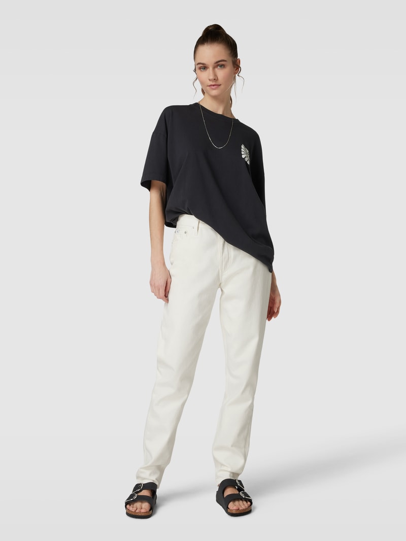 Bootcut Jeans mit Label-Detail in weiss