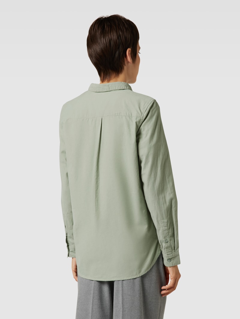 Hemdbluse in Cord-Optik mit Brusttaschen in metallic türkis