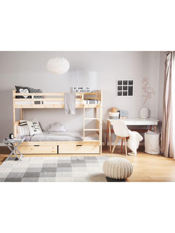 Beliani Hochbett ALBON in Heller Holzfarbton - (W) 97 x (H) 150 x (L) 208 cm günstig kaufen onesize