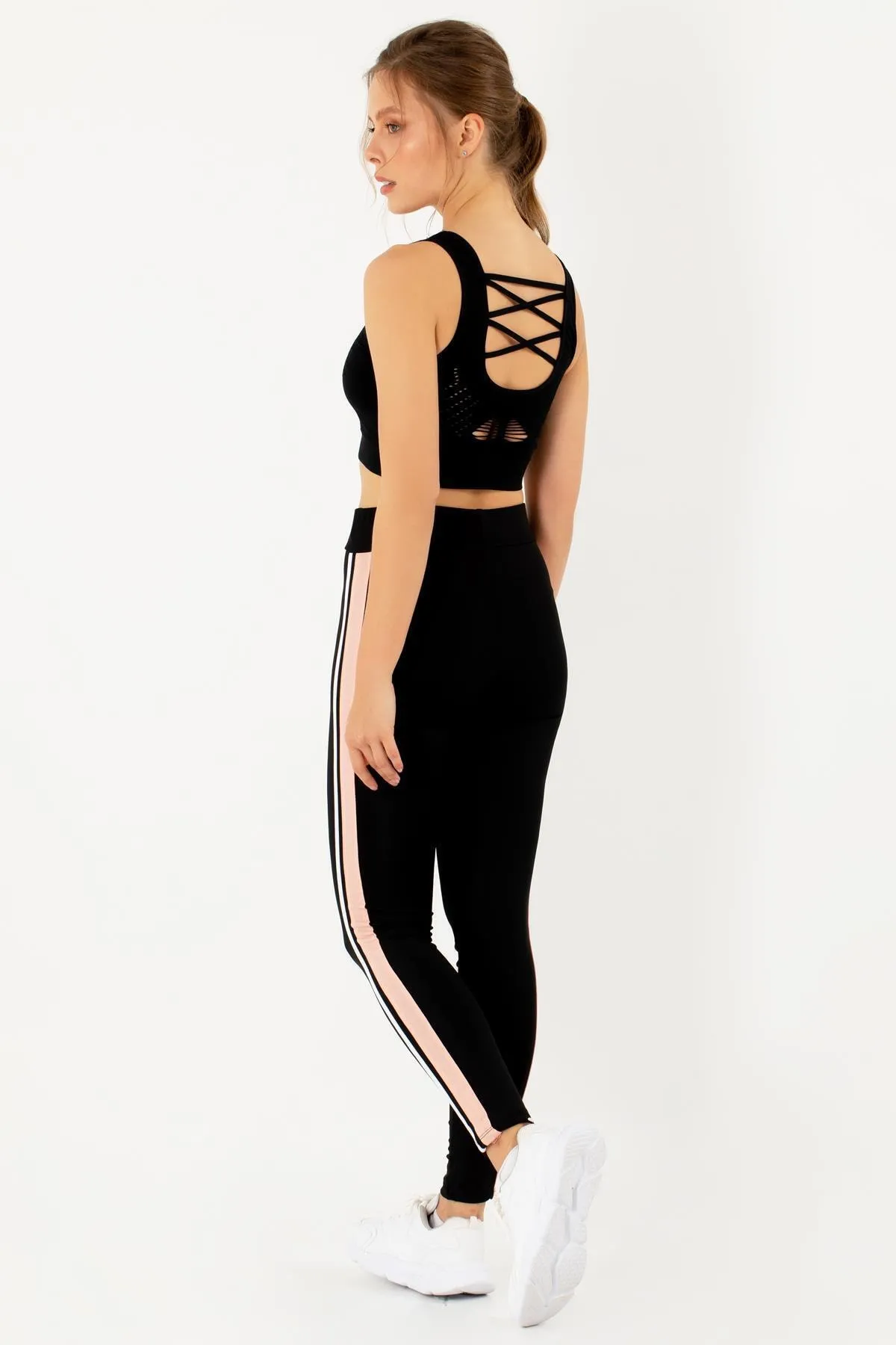 Doremi  Schwarze Active Sportive Doppelstreifen-Strumpfhose für Damen