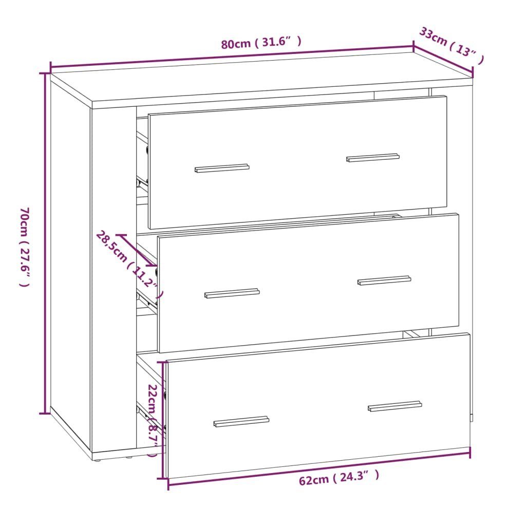 vidaXL Sideboard Sideboard Weiß 80x33x70 cm Holzwerkstoff (1 St)
