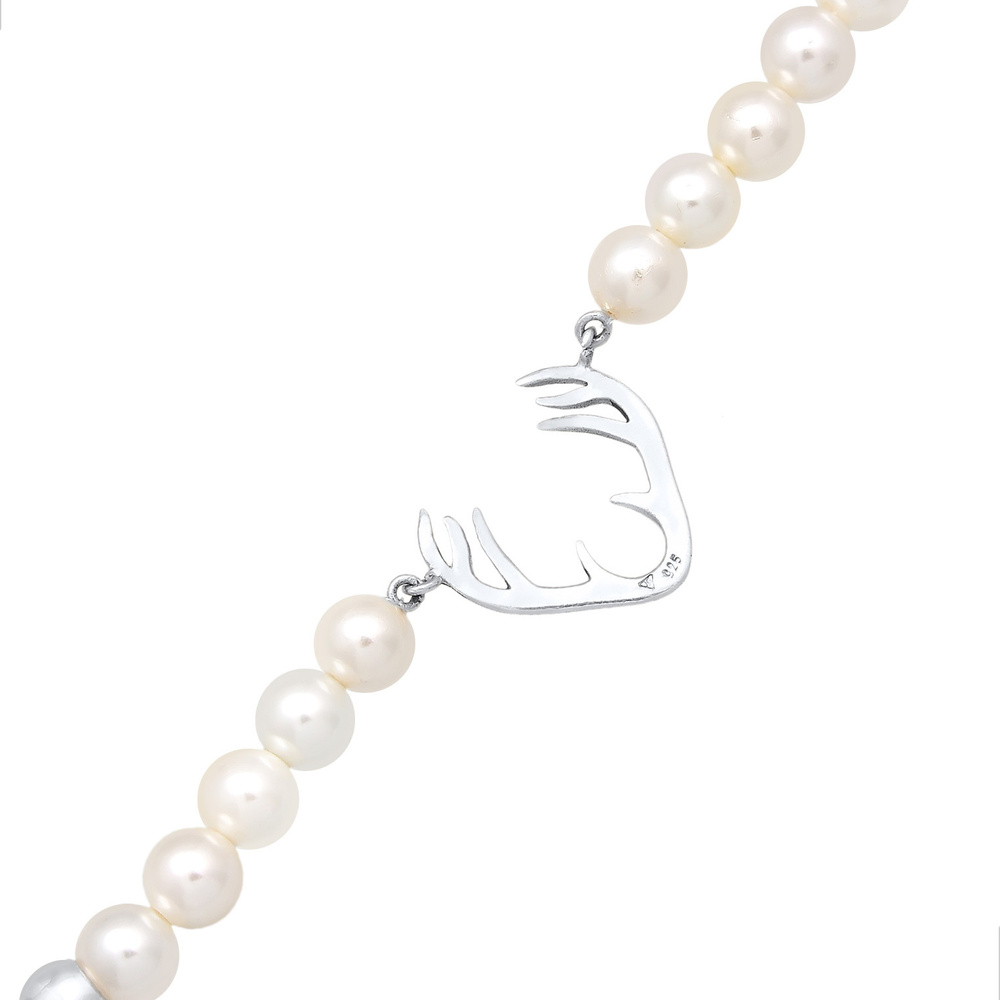Elli Elli Collier Femmes choker bois de cerf avec perles de coquillage en argent sterl collier