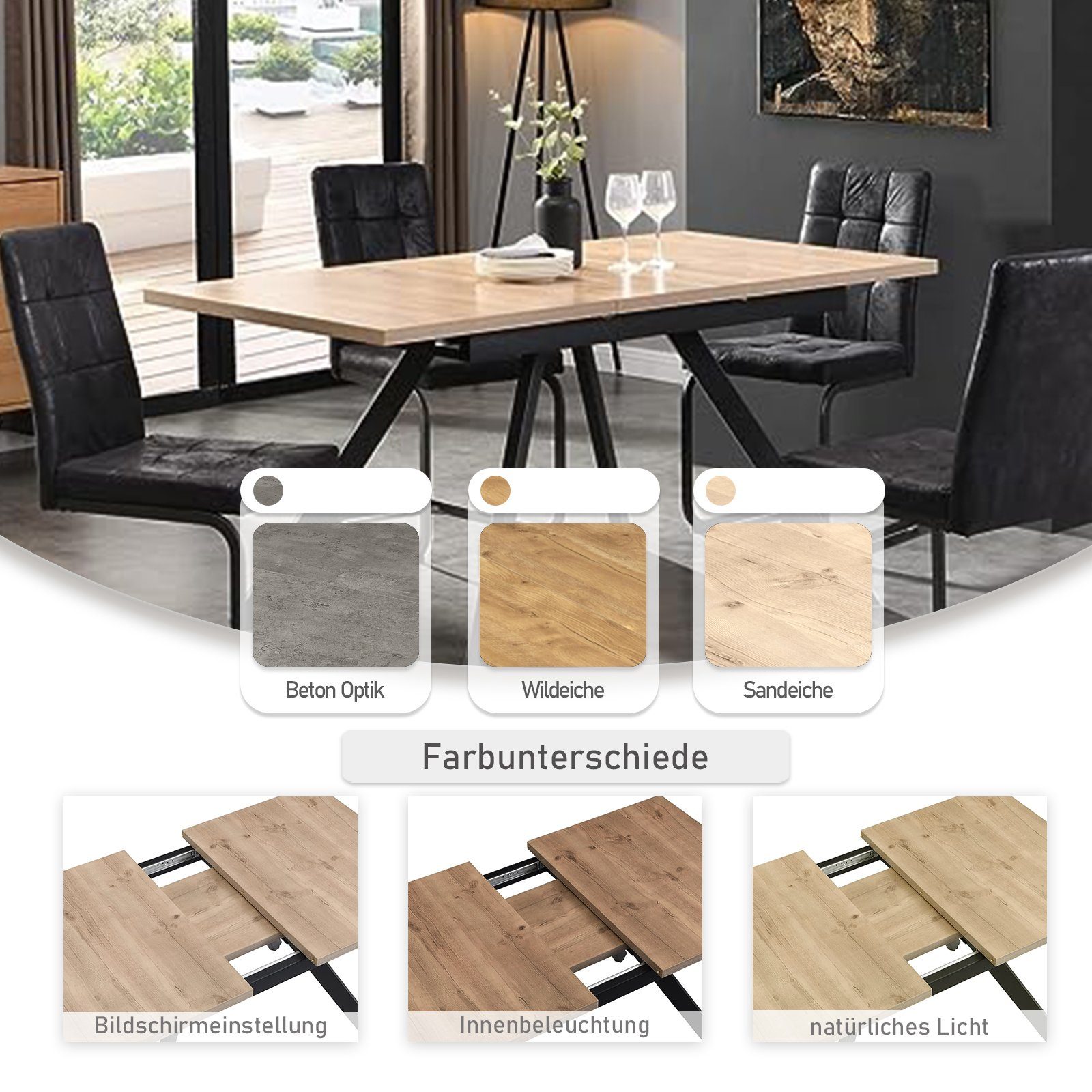 B&D home Esstisch Esstisch EDDA, ausziehbar, 120-160cm