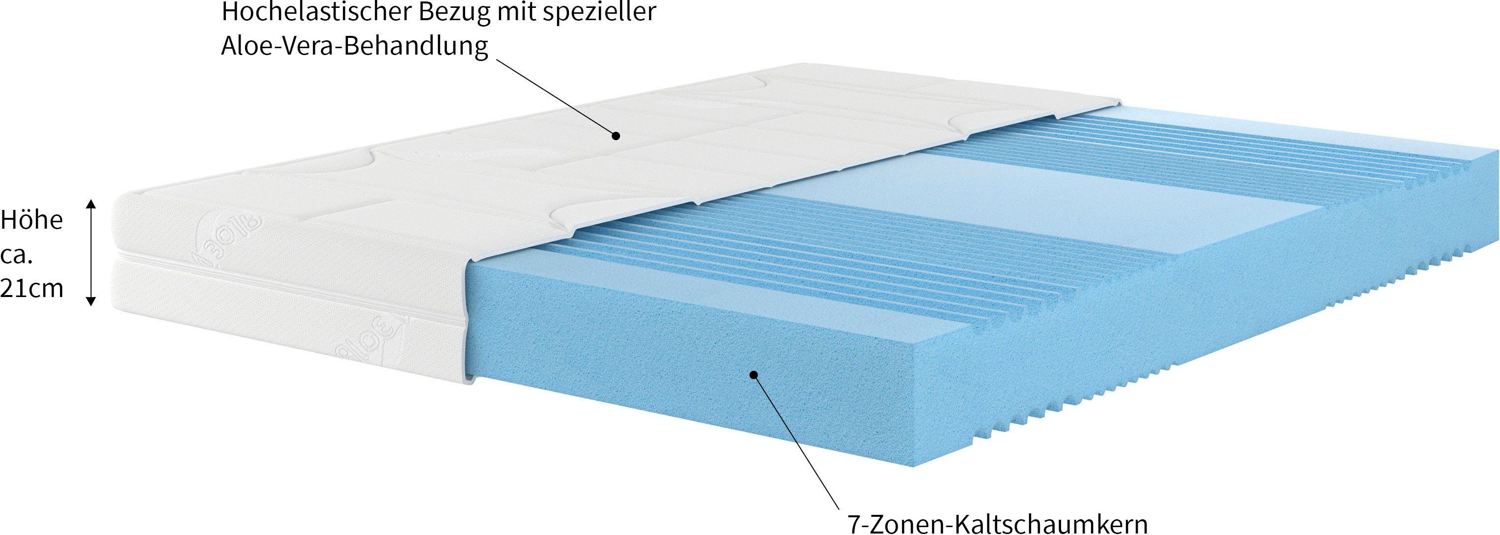 Kaltschaummatratze 7-Zonen Spezialkaltschaum-Matratze XXL - mit über 1.800 Bewertungen!, Malie, 20 cm hoch, Hohe Belastbarkeit bis Härtegrad 5 - Kundenliebling!