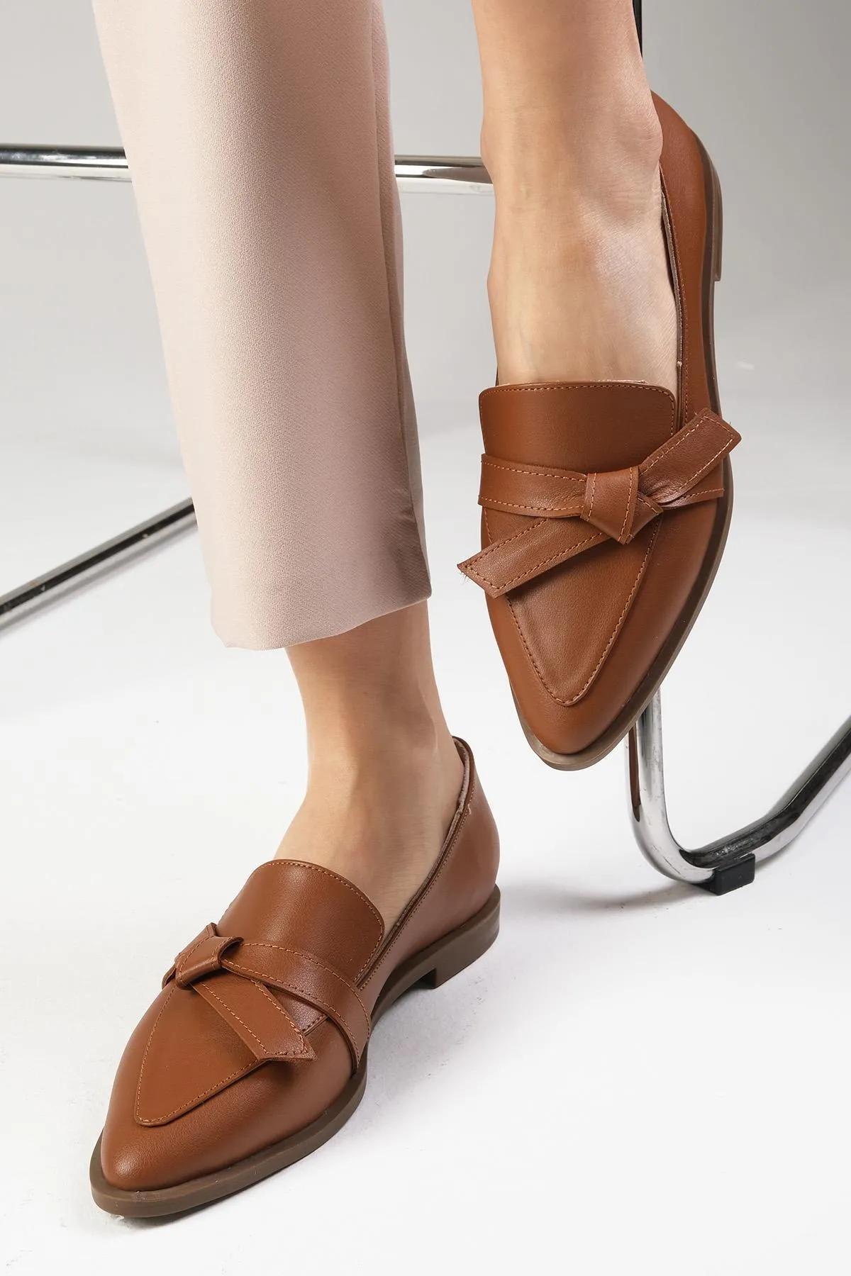 Mio Gusto  Ezra Damen-Loafer aus echtem Nerzleder, flache Schuhe für den Alltag