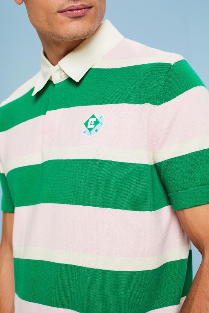 Gestreiftes Baumwoll-T-Shirt mit Logo und Polokragen