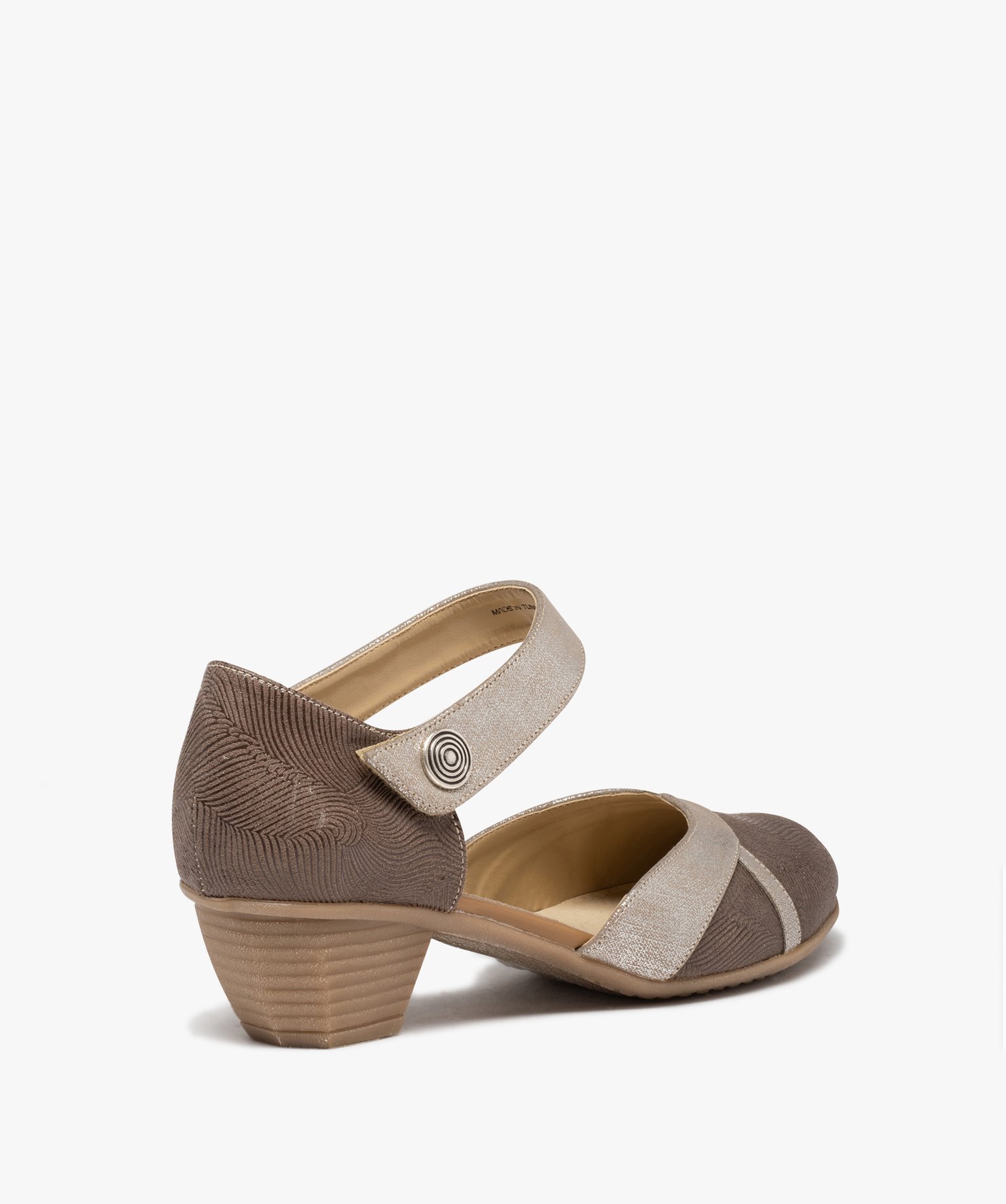 Escarpins femme confort à bride scratch détails brillants marron | GEMO