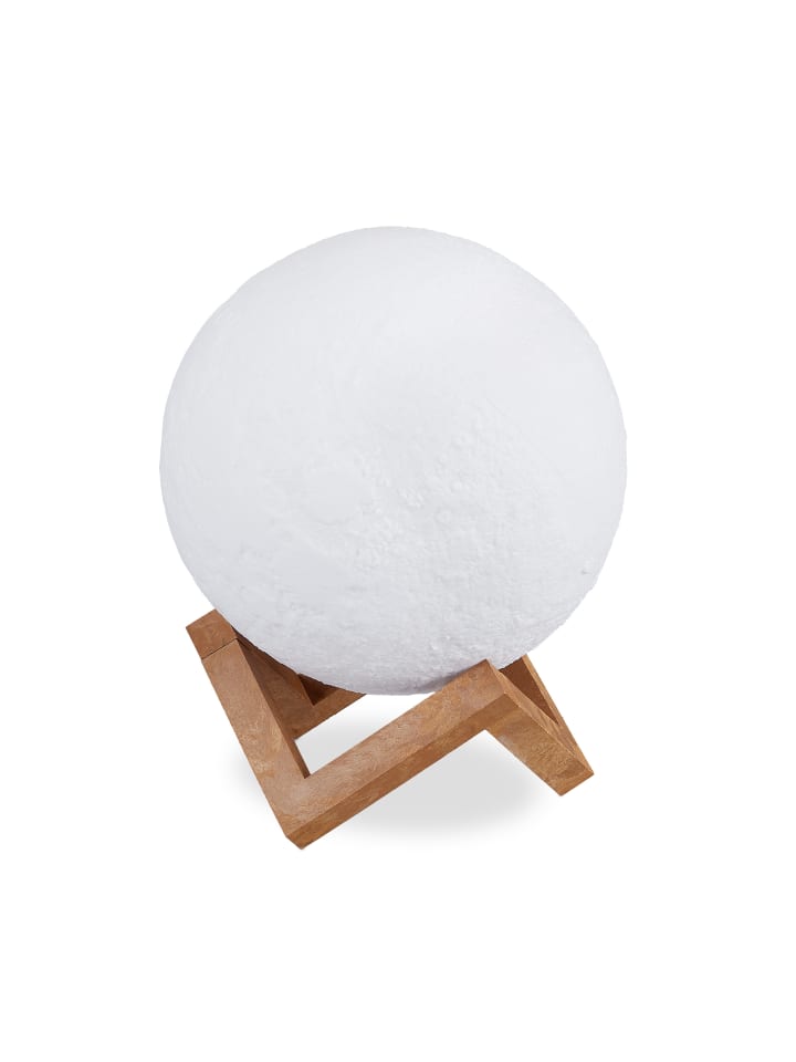 relaxdays Mondlampe 3D 2 Farben in Weiß Ø 15cm günstig kaufen onesize