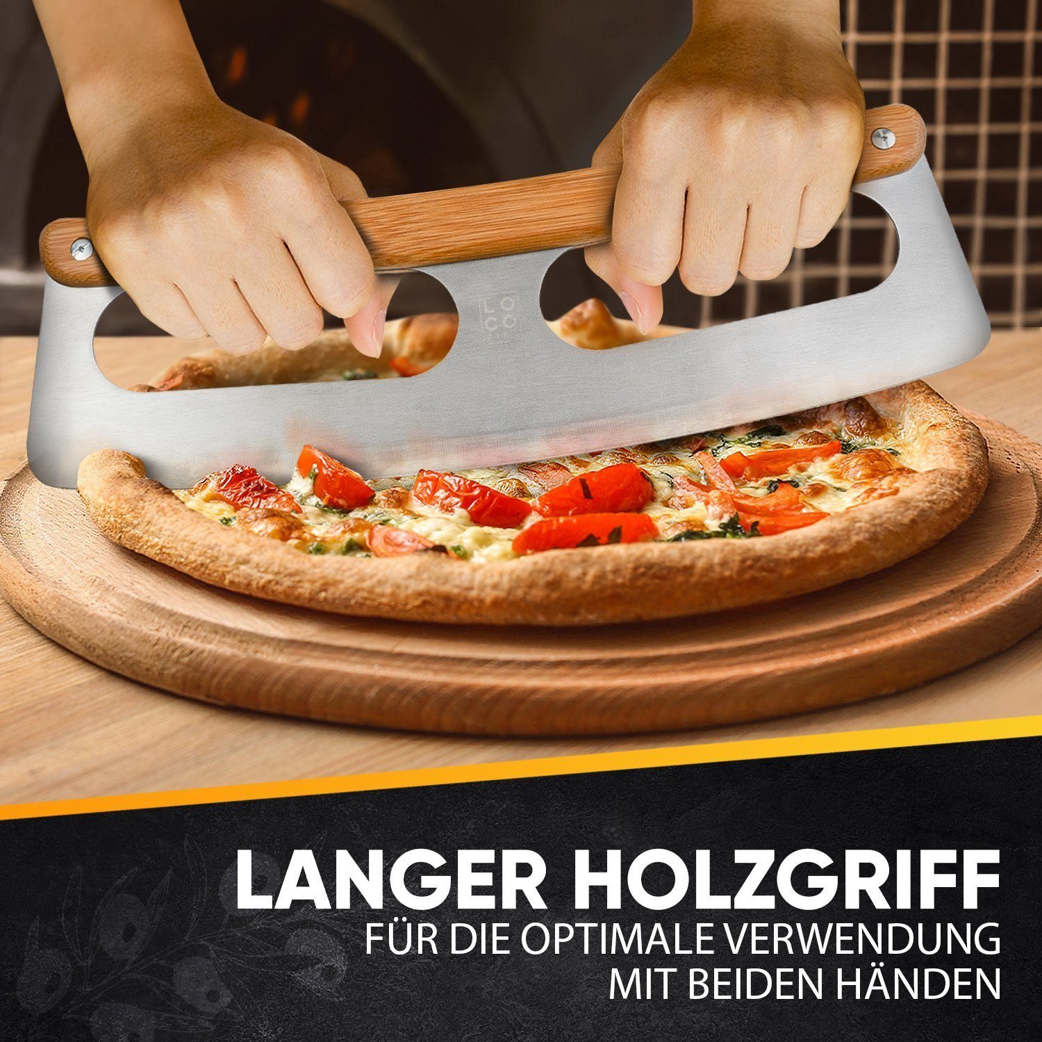 Sidorenko Pizzastein Backstein für Backofen & Gasgrill inkl. Pizzasschieber und Pizzamesser- 4er Set - Pizzastein rechteckig aus Cordierit für knusprigen Pizzaboden wie vom Italiener, Pizzaschieber, Rezeptbuch und Pizzamesser, (4-St)