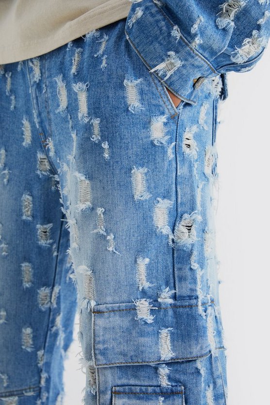 Lockere zerrissene Cargo-Jeans