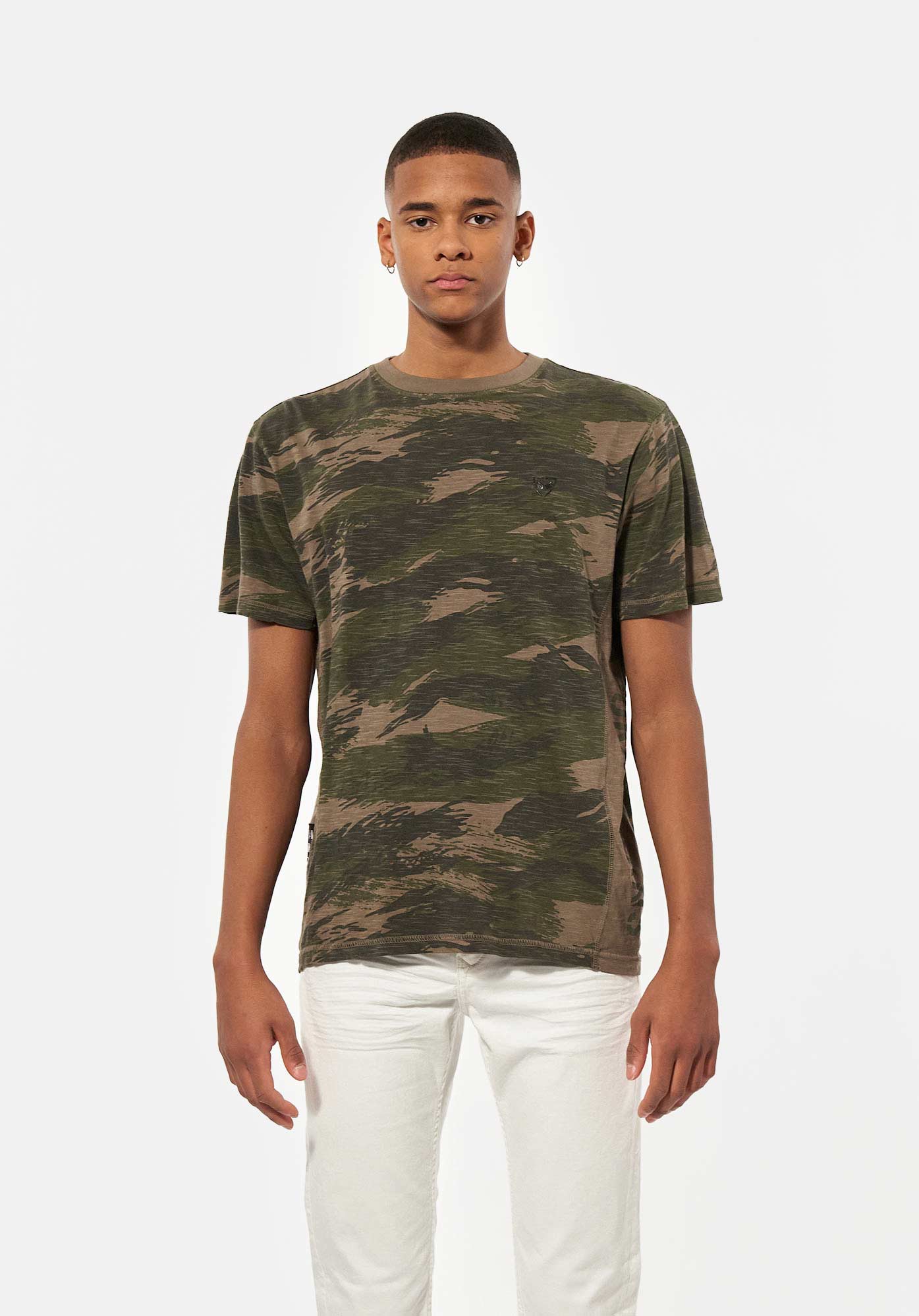 MAEL   T-shirt camouflage kaki Homme en 100% coton