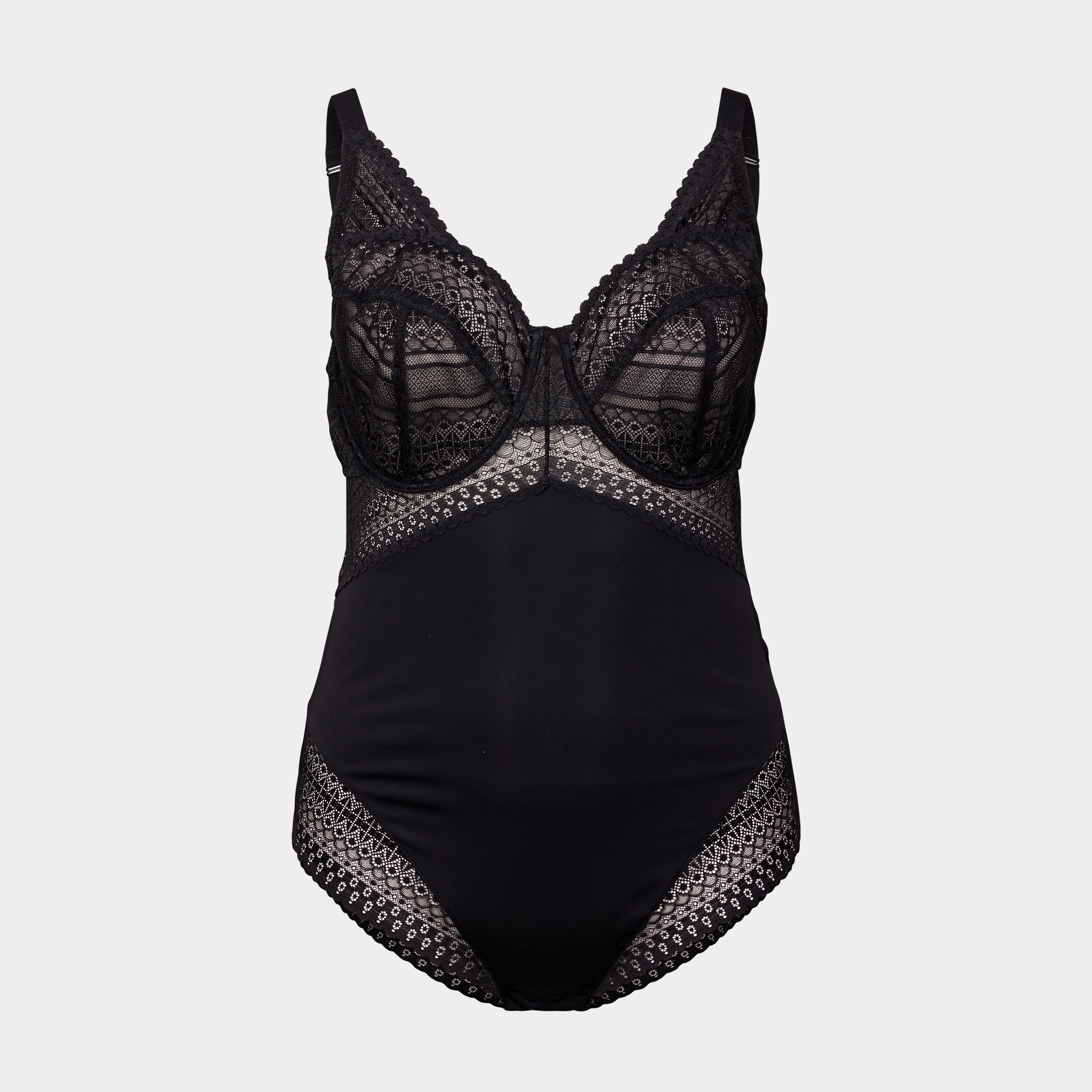 Body emboîtant à dentelle Irma noir femme grande taille | La Halle