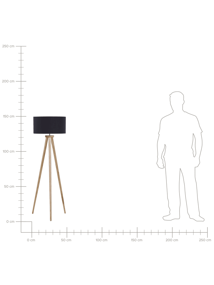 Beliani Stehleuchten NITRA in Schwarz/Heller Holzfarbton - (W) 45 x (H) 142 x (L) 45 cm günstig kaufen onesize