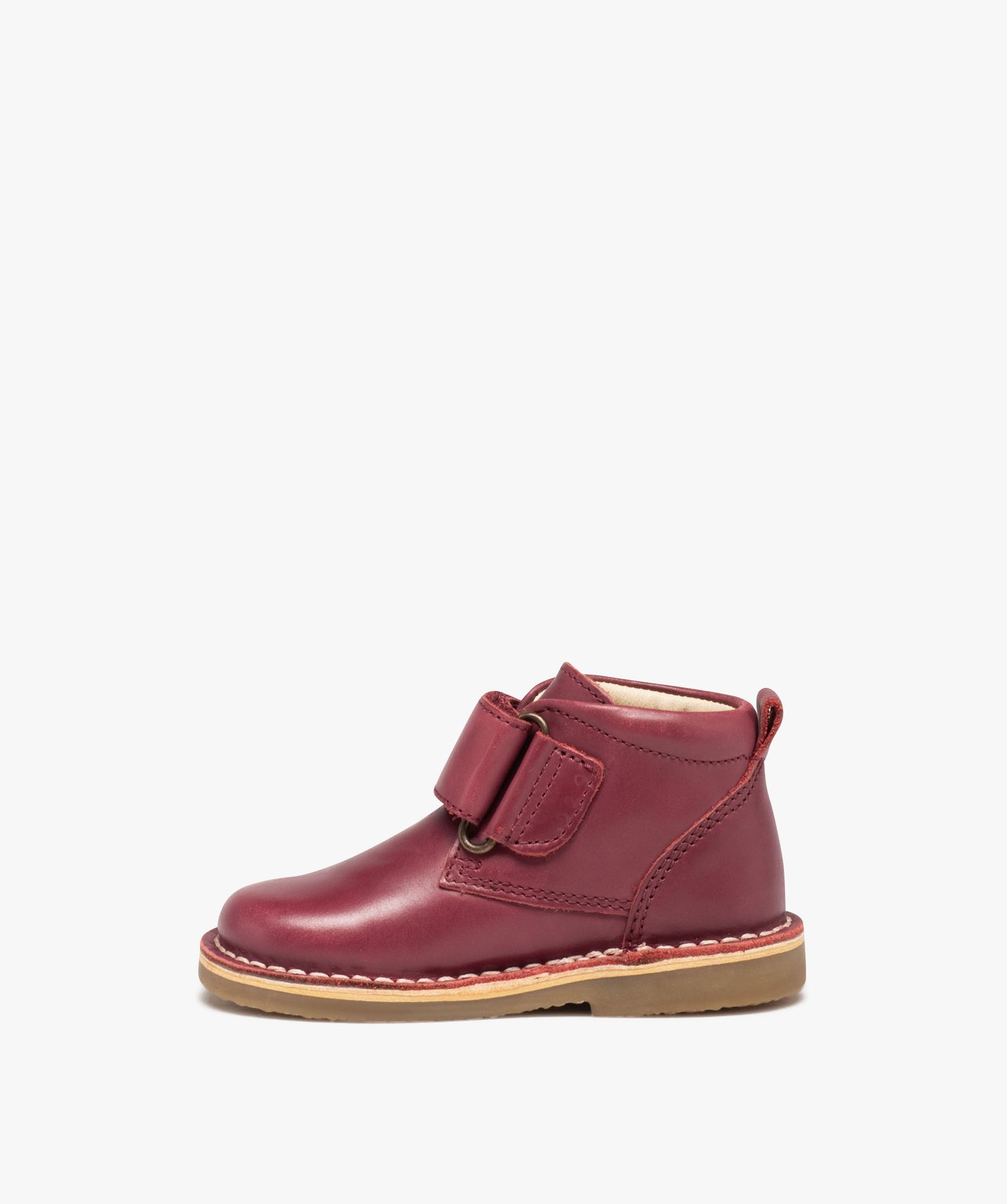 Bottes bébé fille en cuir uni à scratch - Kickers bordeaux | GEMO
