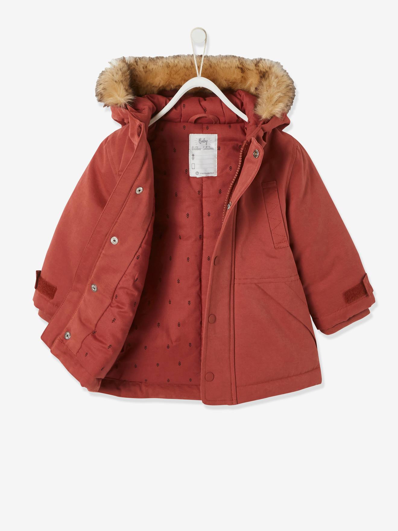 Vertbaudet Mädchen Baby Übergangsjacke, Recycling-Polyester - ziegel
