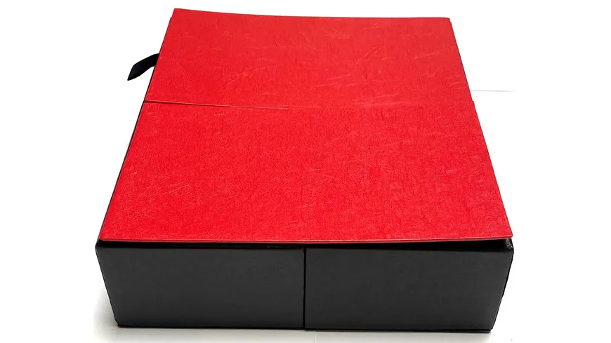 Kartonage Rot - Schwarz-Look 23x21x7cm