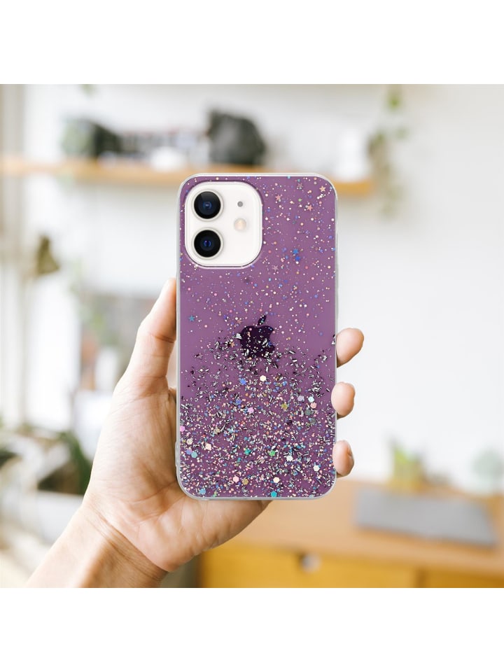 cadorabo Hülle für Apple iPhone 12 MINI Glitter in Lila mit Glitter günstig kaufen onesize