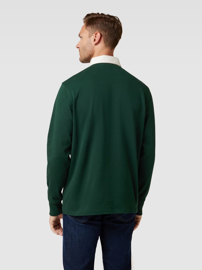 Sweatshirt mit Polokragen Modell 'SHIELD' in dunkelgrün