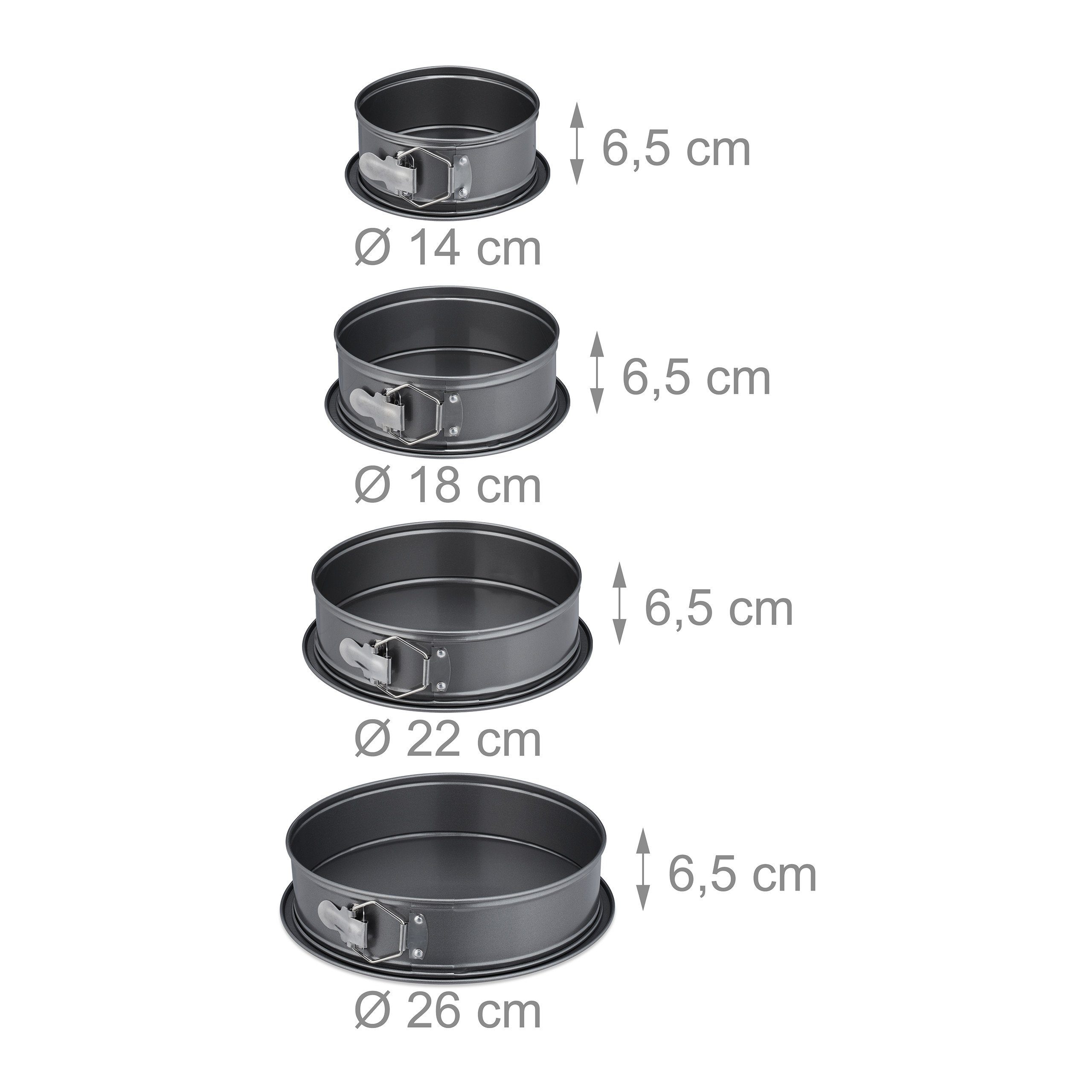relaxdays Springform Springform 4er Set mit Auslaufschutz