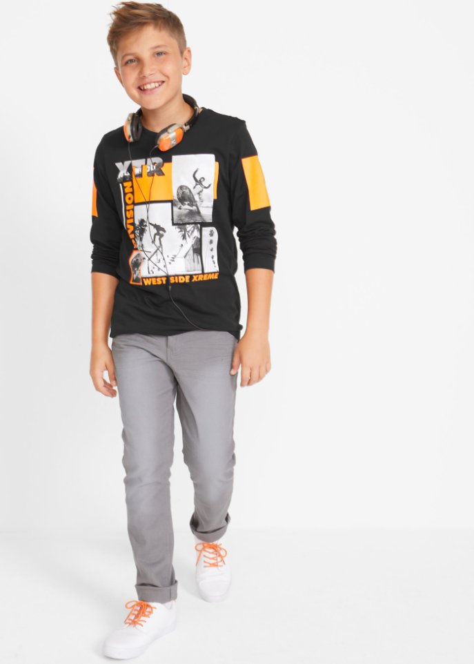 Jungen Langarmshirt mit coolem Druck aus Bio-Baumwolle