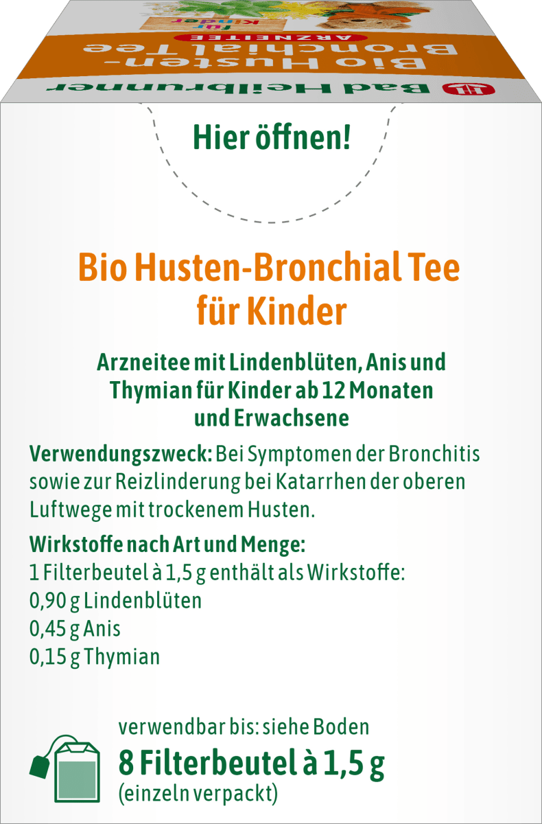 Kindertee, Husten-Bronchial Tee (8 Beutel), 12 g